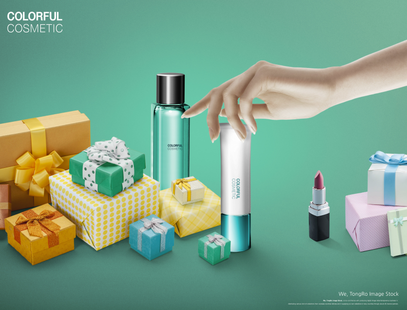 时尚化妆品礼盒海报广告ps素材设计模板素材